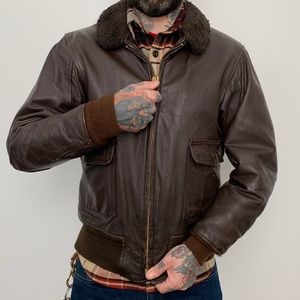 Vintage Leather Bomber Jacket - Similar to Schott
